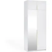 Masseno Drehtürenschrank THALIA 100/250/58cm 2-türig mit Spiegel Weiß
