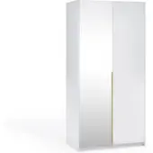 Masseno Drehtürenschrank THALIA 100/204/58cm 2-türig mit Spiegel Weiß