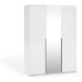 Masseno Drehtürenschrank THALIA 148/204/58cm 3-türig mit Spiegel Weiß