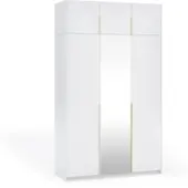 Masseno Drehtürenschrank THALIA 148/250/58cm 3-türig mit Spiegel Weiß