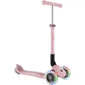Globber JUNIOR FOLDABLE LIGHTS – Tretroller, 120/80 mm, ABEC 9, 3-rädrig, LED-Leuchtrollen, pastellrosa