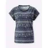 Sieh an! Kurzarm-Shirt in marine-taubenblau-bedruckt | Gr.: 46