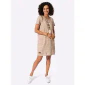 Witt Weiden Jerseykleid WITT "Webkleid Webkleid in figurfreundlicher A-Linie", Damen, Gr. 36, N-Gr, beige (camel, ecru, bedruckt), Sportlich, Rundhals, Kleider Jerseykleid