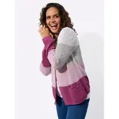 Casual Looks WITT WEIDEN Ajour-Strickjacke in erika-ecru-geringelt | Gr.: 50