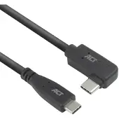 ACT USB 3.0 10 Gbit/s 60 W USB-Typ-C-Kabel (gerade) auf USB-Typ-C-Kabel (links/rechts abgewinkelt), 3 Meter, 3 m, USB C, USB C, USB 3.2 Gen 2 (3.1 Gen 2), 10 Gbit/s, Schwarz