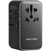Vention 100W GaN Universal-Reiseadapter mit Ladegerät (1x USB-A, 3x USB-C), Schwarz