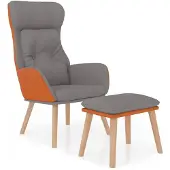 vidaXL Relaxsessel mit Hocker Hellgrau Kunstleder & Stoff