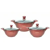Cheffinger Kochtopfset 20-24-28cm 6-tlg Topf Induktion Alu Guss Geschirr Burgundy