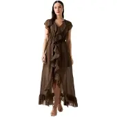 GUESS Maelys Ruffled Kurzarm Langes Kleid