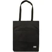 COFI Stylische Einkaufstasche - Freizeittasche ohne Muster mit Druckknopfverschluss Umhängetasche aus Polyester Schwarz