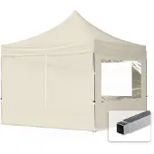 TOOLPORT 3x3m Aluminium Faltpavillon, inkl. 4 Seitenteile, creme