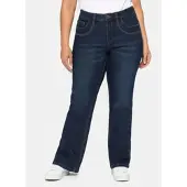 Sheego Bootcut-Jeans , Damen, Gr. 112, Langgrößen, blau (dunkelblau denim), 76% Baumwolle, 22% Polyester, 2% Elasthan, unifarben, lang, Jeans Bootcut-Jeans