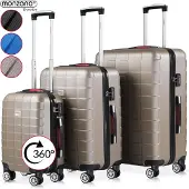 Monzana Koffer Handgepäck Trolley mit TSA Schloss Zwillingsrollen Teleskopgriff Standfüße Größe XL Blau Reisekoffer Rollkoffer