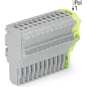 Wago 2020-112/000-036 1-Leiter-Federleiste,Push-in CAGE CLAMP,1,5 mm2,grau/grün-gelb 2020112000036 - 20 Stück