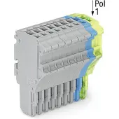 Wago 2020-110/000-038 1-Leiter-Federleiste,Push-in CAGE CLAMP,1,5 mm2,grau/blau/grün-gelb 2020110000038 - 25 Stück