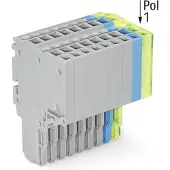 Wago 2020-209/000-038 2-Leiter-Federleiste,Push-in CAGE CLAMP,1,5 mm2,grau/blau/grün-gelb 2020209000038 - 25 Stück