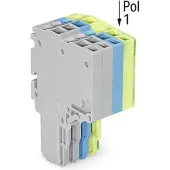 Wago 2020-204/000-038 2-Leiter-Federleiste,Push-in CAGE CLAMP,1,5 mm2,grau/blau/grün-gelb 2020204000038 - 50 Stück