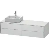 Duravit XSquare Konsolenwaschtischunterbau wandhängend, 4 Schubkästen, Becken links, 1600x400x548mm, XS4914L3636, Farbe: Weiß Seidenmatt Lack