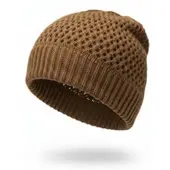 StyleBREAKER Strickmütze "Strick Beanie Mütze mit Loch Muster", Herren, braun (cognac), Obermaterial: 100% Viskose CV., Modisch, Mützen Strickmütze