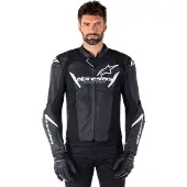 Alpinestars Faster V3 Lederjacke Black White, Größe: 58