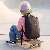 Yoursurprise Personalisierter Kinderrucksack - bestickt - Schwarz - Puffy-Stil