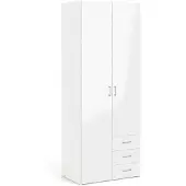 Dmora Kleiderschrank 2-türig - Weiß Hochglanz Schlafzimmer 49,5x200,4h cm