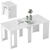 HOMCOM Esstisch, Ausziehbar Küchentisch für bis 6 Personen, 60-180x85 cm, Weiß