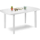 Dmora Greggs - Gartentisch, 137x85x72h cm Weiß, 6 Plätze Italy
