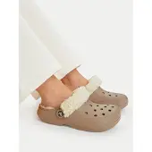 Crocs Classic Fleece Lined Clog Damen und Herren Pantoletten Mushroom Beige 211396-195 38-39 EU
