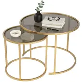 Dmora Xaden - Couchtisch, 60x60x43h cm in Gold-Bronze, 2er-Set