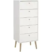 Dmora Genevieve Kommode 50,2x39,1x120,1 cm Weiß 5 Schubladen