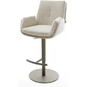 DELIFE Barstuhl Clea-Flex Webstoff Soft Beige Drehfuß höhenverstellbar Metall Titanfarben