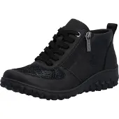 Rieker Sneakerboots , Damen, Gr. 37, schwarz, Lederimitat, Schuhe Sneakerboots, High Top Sneaker, Schnürboots, Stiefelette mit floralem Muster