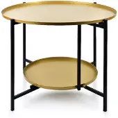 Mondex Lucas Schwarz&Gold Zweistöckiger Couchtisch 60.5Xh45Cm