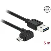 DeLOCK EASY-USB 2.0 A auf Micro-B gewinkelt, 5m, beidseitig, schwarz