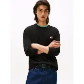 Tommy Hilfiger Langarmshirt TOMMY JEANS "TJM REG BADGE TEE LS EXT", Herren, Gr. 4XL, schwarz, Single Jersey, Obermaterial: 100% Baumwolle, regular fit normal, Rundhals, Shirts Langarmshirt