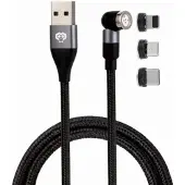 MonkeyTEC 3 in 1 Magnetisches Ladekabel 540° drehbar iPhone/Micro-USB/USB-C