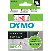 Dymo Schriftbandkassette D1 45015,12 mm breit, weiß/rot