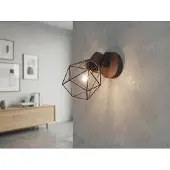 Meine Wunschleuchte Industrial Wandstrahler Metall Rostoptik mit E14 Gitter-Lampenschirm, Höhe 18cm