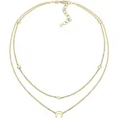 Elli Choker "Halskette Choker Layer Halbmond und Sterne 925er Silber" Gr. 36, gold, Halsketten, Damen, ohne Stein, Silber 925 (Sterlingsilber), Choker