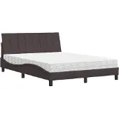 Syfax Bett mit Matratze "Hanko" Dunkelbraun 140x190 cm Stoff