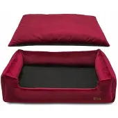 HUGGY DOGGY Burgunderrotes PREMIUM-Bett für einen kleinen Hund, Yorkie, S