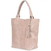Vera Pelle Italienische Damenleder-Handtasche Shopper A4 Rosa