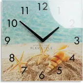 FLEXISTYLE Quadratische Wanduhr aus Glas SOMMERURLAUB