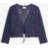 Bonprix Ajourstrickjacke "Ajour-Bolero" bequeme Passform, 3/4-Ärmel, Ajour-Bolero