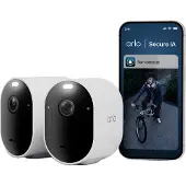 Arlo Pro 6 2K+ Überwachungskamera, 2er Set, IP-Sicherheitskamera, Draußen, Verkabelt & Kabellos, 7,5 m, Amazon Alexa & Google Assistant, Auto