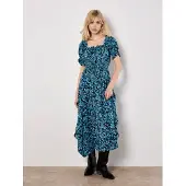 Apricot Midikleid "Florales Kleid" mit Smokdetails