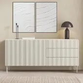 Ravio Sideboard MUTI 177 cm kaschmir riffeloptik 3 schubladen push-to-open