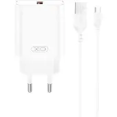 XO Wandladegerät CE33 QC 18W 1x USB weiß + USB-C-Kabel