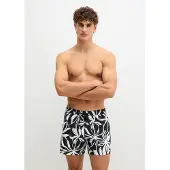 Marc o'polo Badeshorts "Allover Prints", Herren, Gr. XL (58), N-Gr, schwarz-weiß (schwarz, weiß cotton print), Microfaser, Obermaterial: 100% Polyester, Badehosen Badeshorts